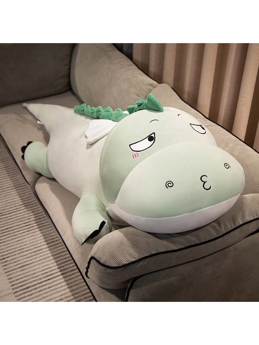 1pc 39 Inch Cute Plush Dinosaur Body Pillow, Green Dinosaur Stuffed Doll Cushion, Children's Birthday Gift, Bedding Companion Doll Multicolor