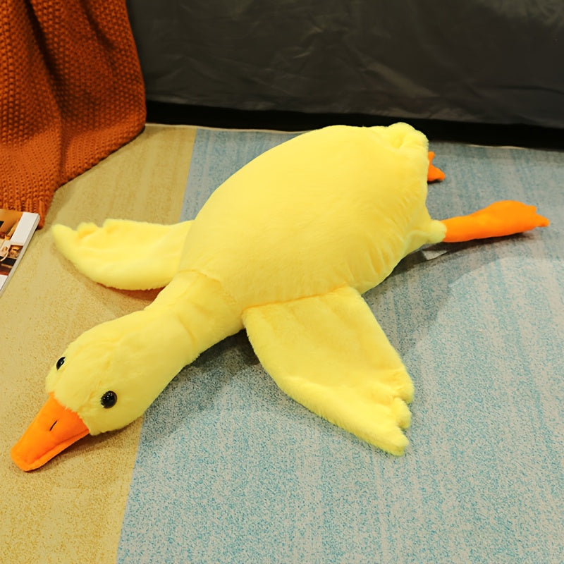 31in Large Plush Duck Doll, Soft Polyester Cartoon Stuffed Animal, Polypropylene Fiber Filled, Comfy Goose Pillow, Pet Toy for Dogs, Suitable for Small, Medium & Large Breeds, Not for Aggressive Chewers