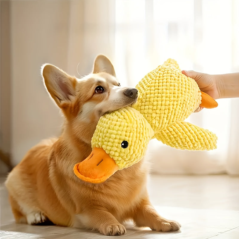 1pc Large Yellow Duck-Shaped Plush Dog Toy, Interactive Squeaky Duck Call, All Breed Sizes, Soft Pet Play and Sleep Companion