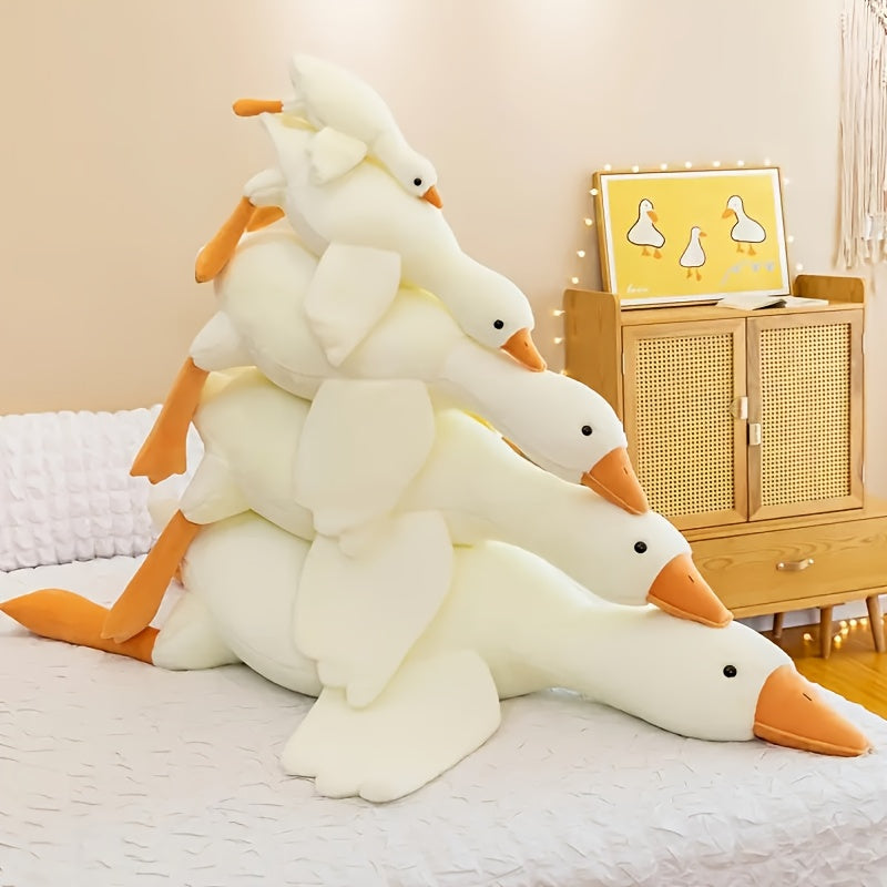 31in Large Plush Duck Doll, Soft Polyester Cartoon Stuffed Animal, Polypropylene Fiber Filled, Comfy Goose Pillow, Pet Toy for Dogs, Suitable for Small, Medium & Large Breeds, Not for Aggressive Chewers