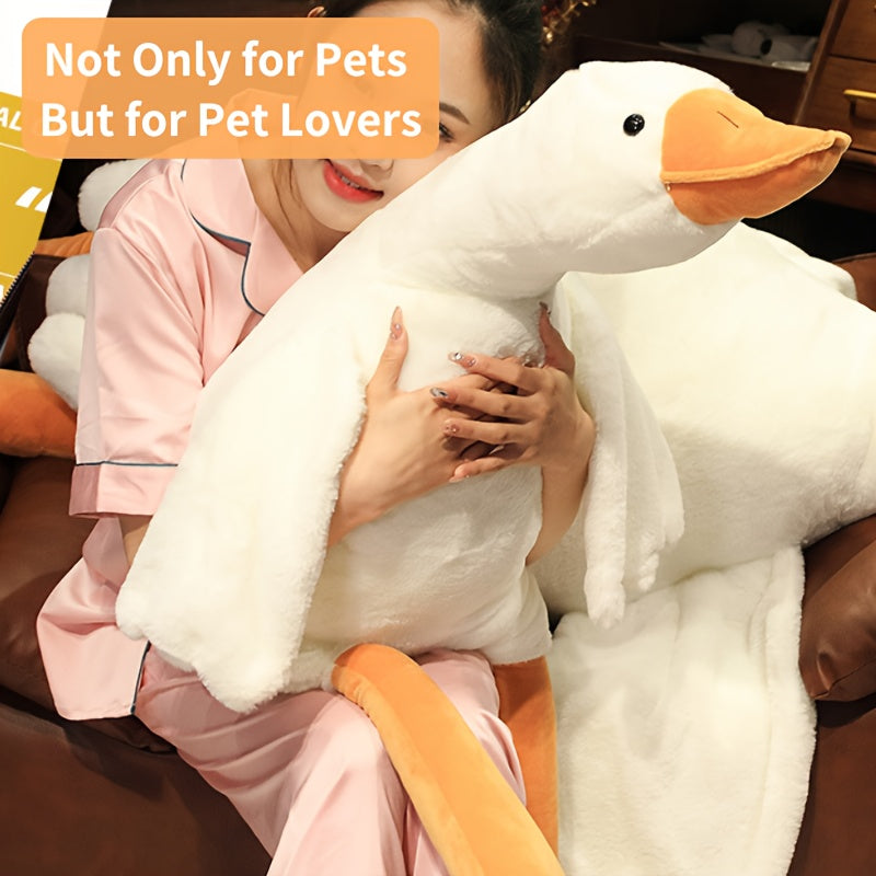 31in Large Plush Duck Doll, Soft Polyester Cartoon Stuffed Animal, Polypropylene Fiber Filled, Comfy Goose Pillow, Pet Toy for Dogs, Suitable for Small, Medium & Large Breeds, Not for Aggressive Chewers