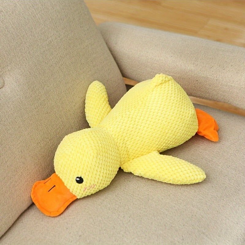 1pc Large Yellow Duck-Shaped Plush Dog Toy, Interactive Squeaky Duck Call, All Breed Sizes, Soft Pet Play and Sleep Companion