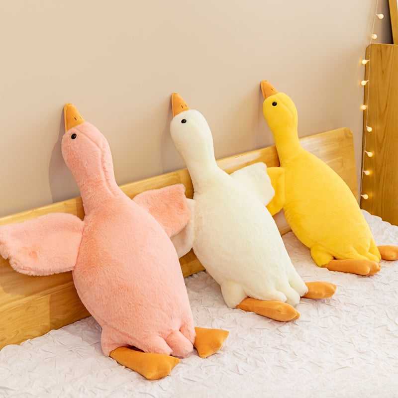31in Large Plush Duck Doll, Soft Polyester Cartoon Stuffed Animal, Polypropylene Fiber Filled, Comfy Goose Pillow, Pet Toy for Dogs, Suitable for Small, Medium & Large Breeds, Not for Aggressive Chewers