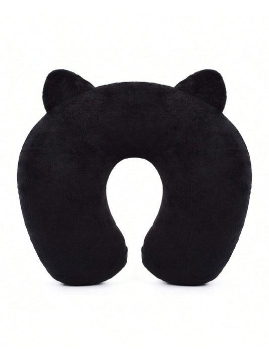 1pc Cute Cartoon Tiger Memory Foam Travel Neck Pillow, Home Travel Portable Removable Pillows & Positioners, Valentines, Winter Black