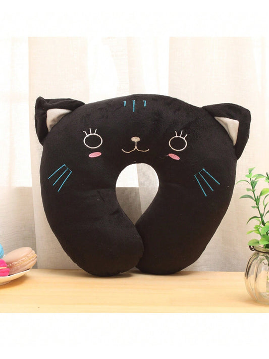1pc Cute Cartoon Tiger Memory Foam Travel Neck Pillow, Home Travel Portable Removable Pillows & Positioners, Valentines, Winter Black