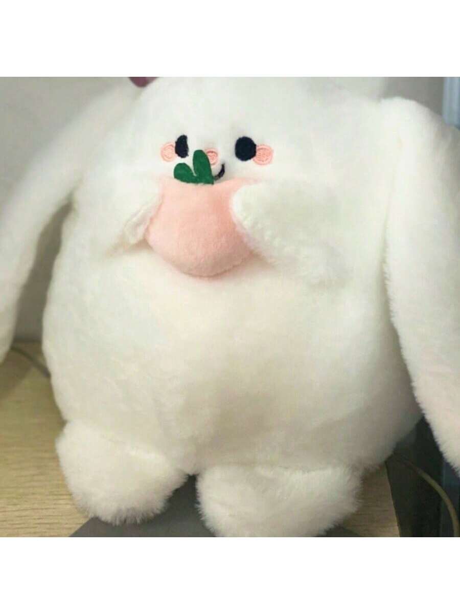 1pc Super Soft Plush Decorative Pillow, Cute Heart-Shaped Bunny Stuffed Animal, Home Bedroom Decoration White