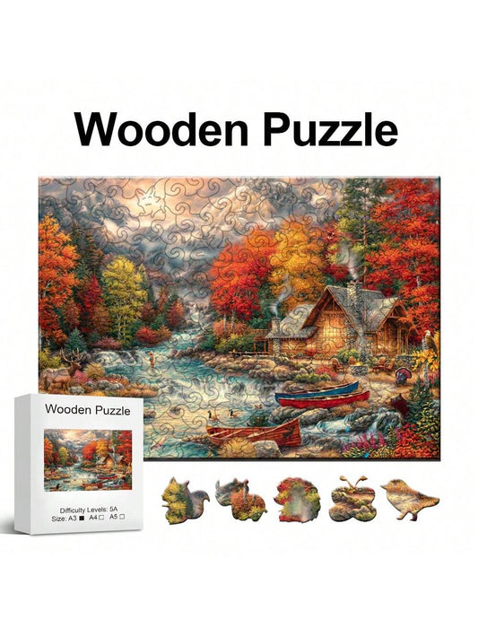 Landscape Wooden Puzzle, Creative Multiple Special Shapes, Perfect Birthday Holiday Gift For Lover And Friends, Party Games, Decorative Painting, Leisure Entertainment Toy 11.2×15.2inch