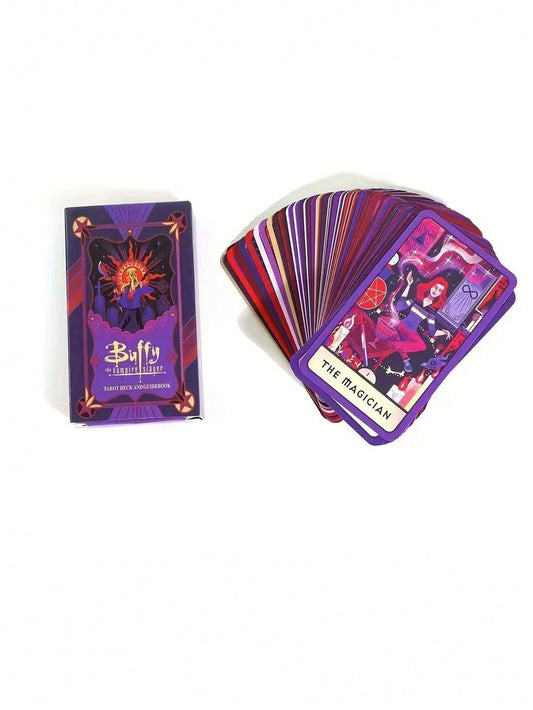 1set Buffy The Vampire Slayer English Text Tarot Cards, Approx 10x6cm,Death Tarot Card,Tarot Table Decor,Fortune Teller Tarot Cards Vampire,Tarot,Tarot Cards,Buffy,Dobble,Tarot Cards English,Tiny Tarot Purple
