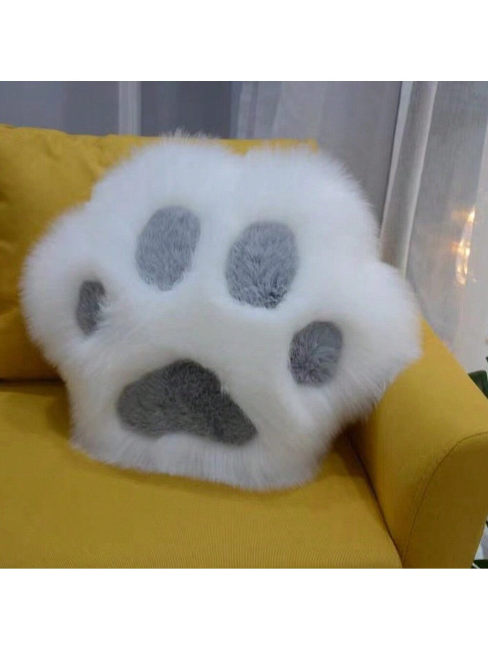 1pc 17.72*17.72in Cute Fluffy Cat Paw Pillow With Core, Furniture Office Sofa Bedroom Bed Decorative Pillow, Christmas Valentine's Day Mother's Day Anniversary Birthday Gift Blue Gray + White-45*45cm