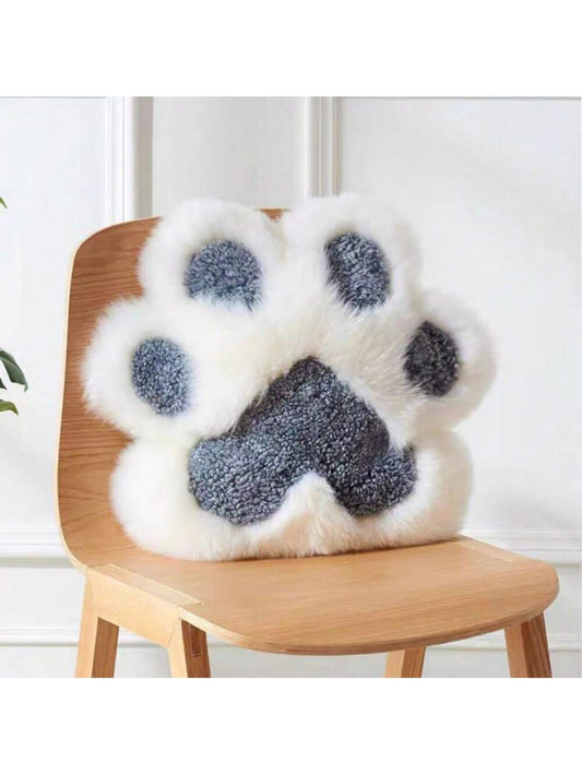 1pc 17.72*17.72in Cute Fluffy Cat Paw Pillow With Core, Furniture Office Sofa Bedroom Bed Decorative Pillow, Christmas Valentine's Day Mother's Day Anniversary Birthday Gift Blue Gray + White-45*45cm