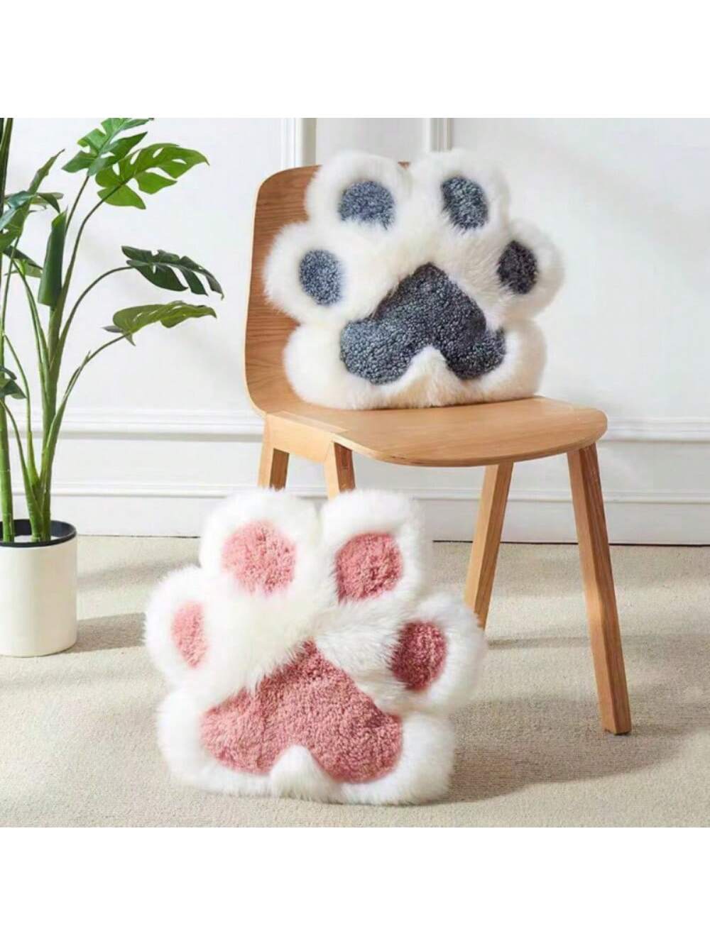 1pc 17.72*17.72in Cute Fluffy Cat Paw Pillow With Core, Furniture Office Sofa Bedroom Bed Decorative Pillow, Christmas Valentine's Day Mother's Day Anniversary Birthday Gift Blue Gray + White-45*45cm