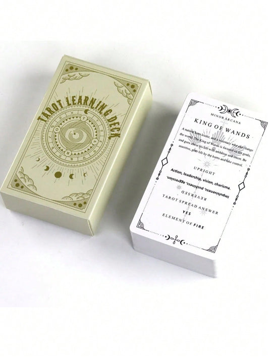 1 Set Tarot Cards With Text, Divination, Magical Design, Copper-Based Paper Material, Suitable For Christmas, Halloween, Thanksgiving, And Gathering With Friends Apricot