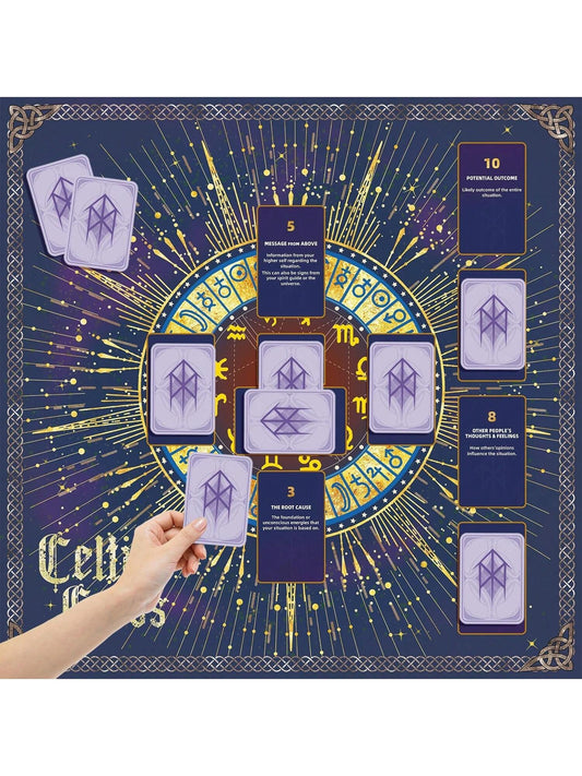 Altar Cloth, Velvet Tarot Card Tablecloth, Celtic Cross Print Tarot Reading Cloth, Purple Tarot Card Mat, Tarot Cards, Divination, Witchcraft, Magic Multicolor