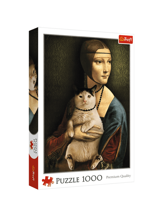 Trefl Red 1000 Piece Puzzle - Lady With A Cat Multicolor