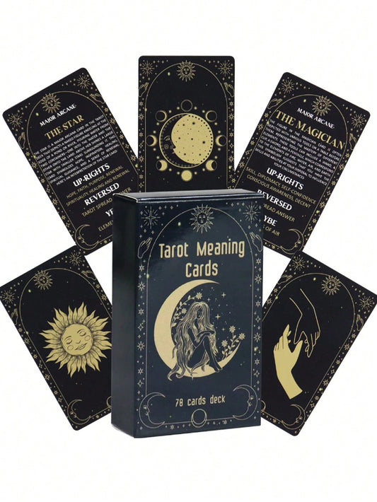 1 Set Stars & Moon Divination Tarot Cards, Copper Material Suitable For Christmas, Halloween, Thanksgiving, Friends Gathering Game Multicolor