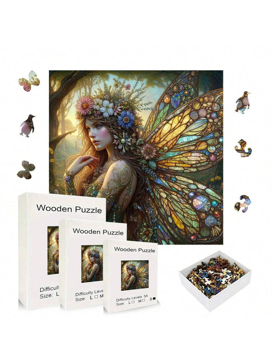 Challenging Fairy Girl Wooden Puzzle - Unique Asymmetric Shape, Suitable For Adults And Home Decor - Ideal Gift For Birthdays, Christmas, Valentine's Day Multicolor