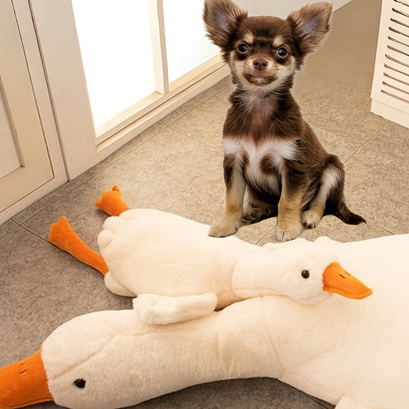 31in Large Plush Duck Doll, Soft Polyester Cartoon Stuffed Animal, Polypropylene Fiber Filled, Comfy Goose Pillow, Pet Toy for Dogs, Suitable for Small, Medium & Large Breeds, Not for Aggressive Chewers