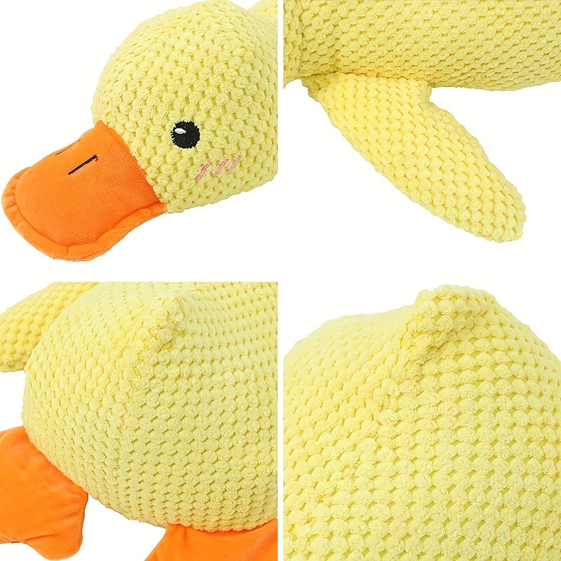 1pc Large Yellow Duck-Shaped Plush Dog Toy, Interactive Squeaky Duck Call, All Breed Sizes, Soft Pet Play and Sleep Companion