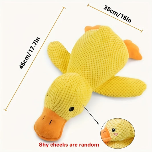 1pc Large Yellow Duck-Shaped Plush Dog Toy, Interactive Squeaky Duck Call, All Breed Sizes, Soft Pet Play and Sleep Companion