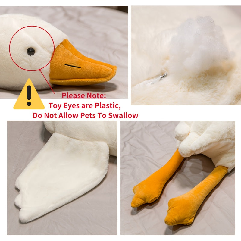 31in Large Plush Duck Doll, Soft Polyester Cartoon Stuffed Animal, Polypropylene Fiber Filled, Comfy Goose Pillow, Pet Toy for Dogs, Suitable for Small, Medium & Large Breeds, Not for Aggressive Chewers