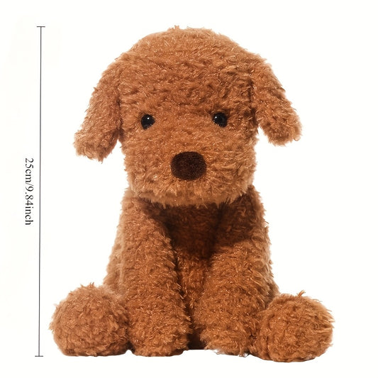 Cute Coffee Brown Plush Puppy Dog Toy, Soft Polyester Stuffed Animal, Ideal Birthday Gift for 0-3 Years Old