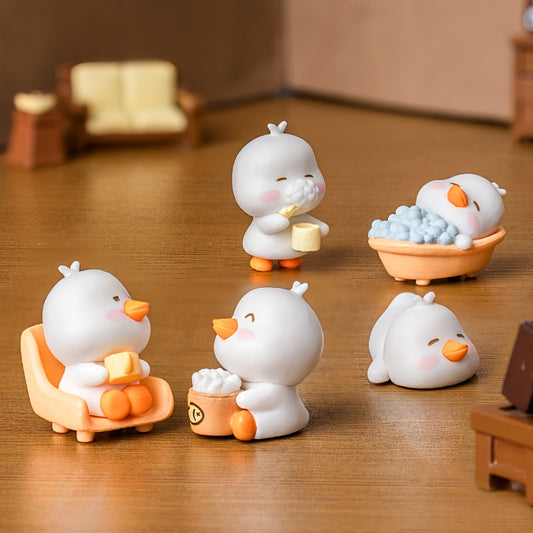 6pcs Cute Little Duck Doll Statue Home Desktop Decoration