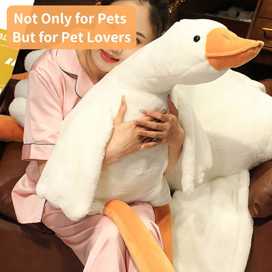 31in Large Plush Duck Doll, Soft Polyester Cartoon Stuffed Animal, Polypropylene Fiber Filled, Comfy Goose Pillow, Pet Toy for Dogs, Suitable for Small, Medium & Large Breeds, Not for Aggressive Chewers