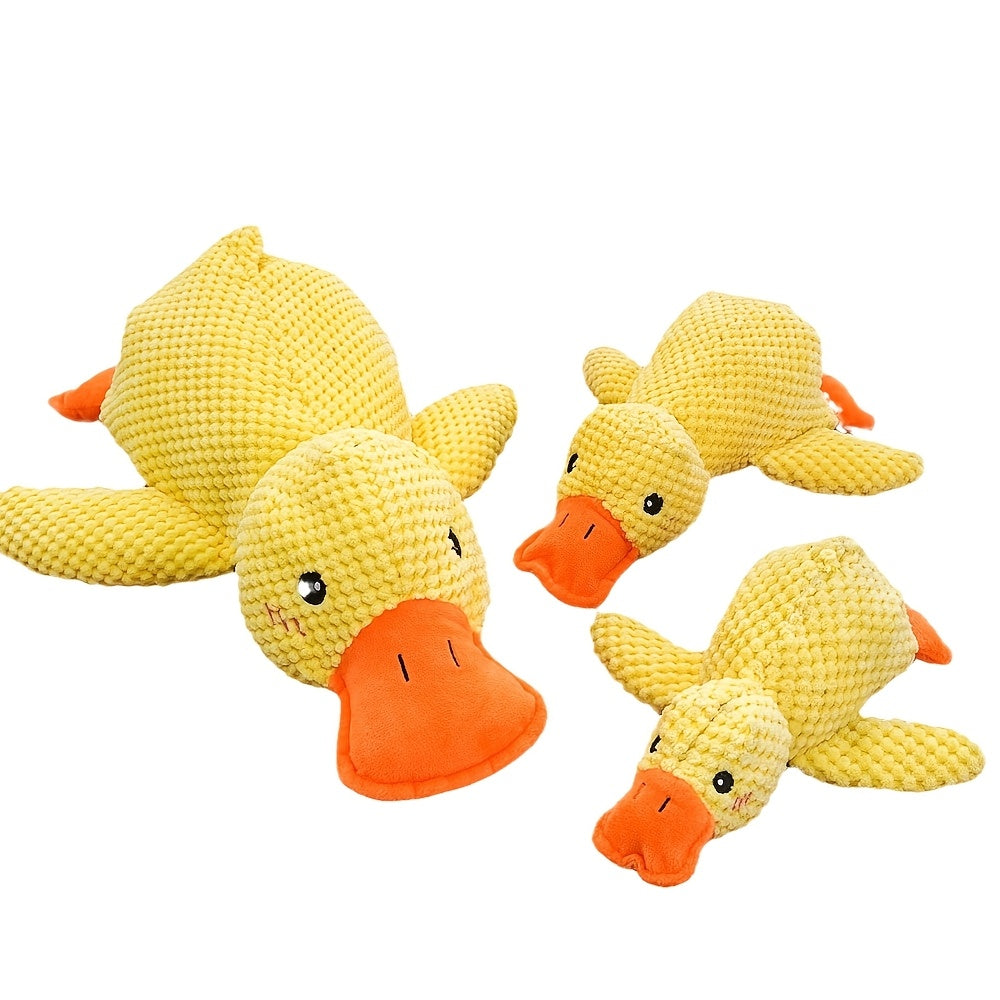 1pc Large Yellow Duck-Shaped Plush Dog Toy, Interactive Squeaky Duck Call, All Breed Sizes, Soft Pet Play and Sleep Companion