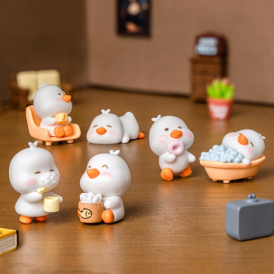 6pcs Cute Little Duck Doll Statue Home Desktop Decoration